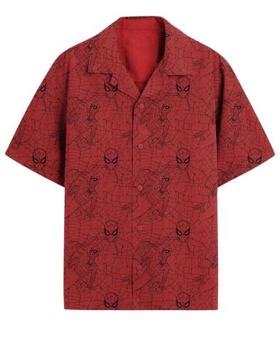 Marvel Spider-Man Web Allover Print Woven Button-Up Exclusivité Games Zone